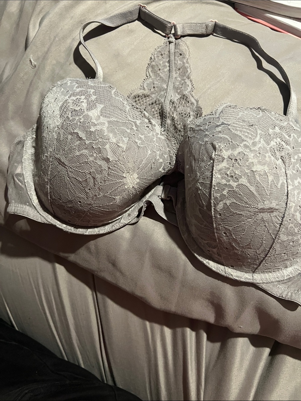Victoria's Secret Light Gray Lace Balconette with Racerback